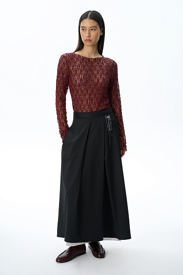 Midi skirt with diagonal pleats - BRUSNIKA Women Clothes