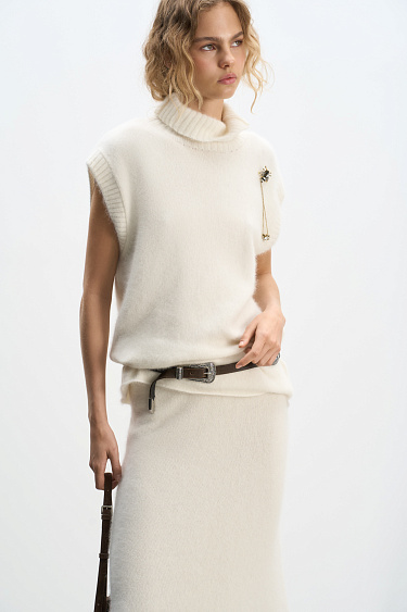 Fox Down Knitted Vest - BRUSNIKA Women Clothes