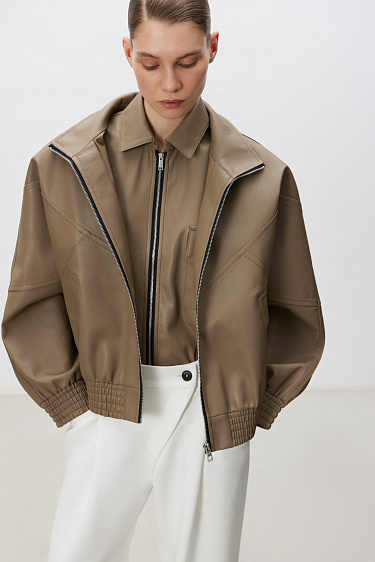 Faux leather bomber jacket - BRUSNIKA Women Clothes
