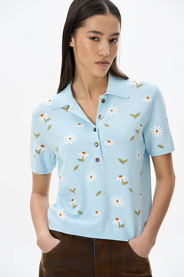 Polo with daisies - BRUSNIKA Women Clothes