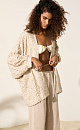 Linen cardigan embroidered with sequins - BRUSNIKA. Women clothes