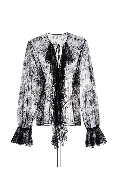 Blouse with lace frill - BRUSNIKA Women Clothes