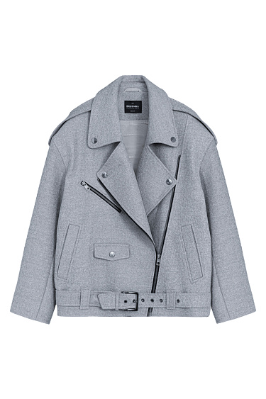 Wool-blend biker jacket - BRUSNIKA Women Clothes