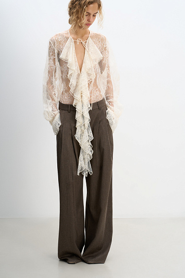 Palazzo trousers made of flannel - BRUSNIKA Women Clothes
