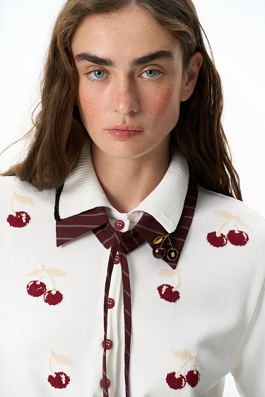 polo shirt with a cherry pattern - BRUSNIKA Women Clothes