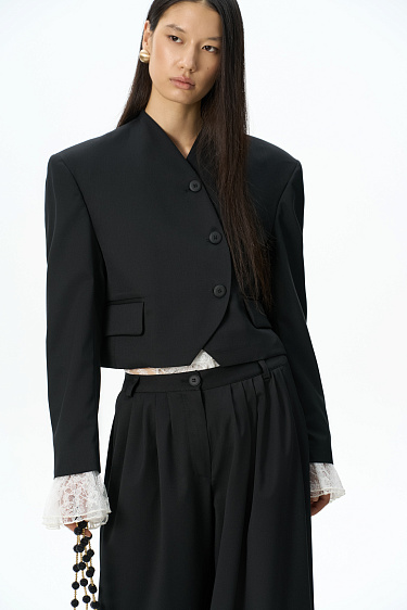 wool jacket with a round collar - BRUSNIKA Women Clothes