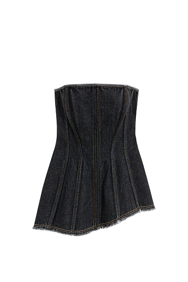 Denim corset with an asymmetrical edge - BRUSNIKA Women Clothes