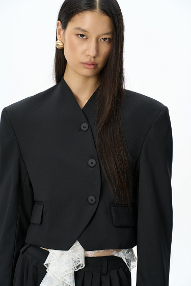 wool jacket with a round collar - BRUSNIKA Women Clothes