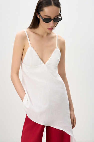Asymmetric top made of 100% linen - BRUSNIKA Women Clothes