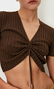 Knitted top with drawstring - BRUSNIKA. Women clothes