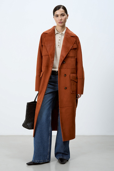 Straight-cut coat with belt - BRUSNIKA Women Clothes
