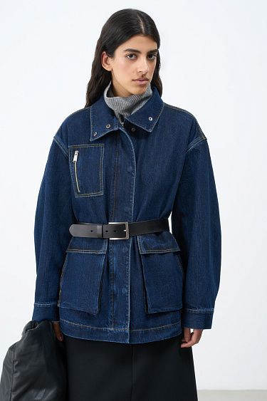 Denim jacket with embossed seams - BRUSNIKA Women Clothes