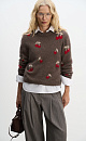 A fox down jumper with a cherry pattern - BRUSNIKA. Women clothes