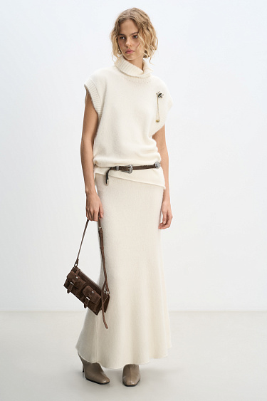 Maxi skirt made of fox fur - BRUSNIKA Women Clothes