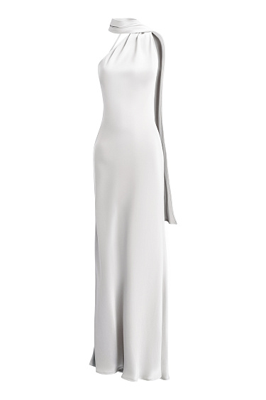 Satin dress with a scarf - BRUSNIKA Women Clothes