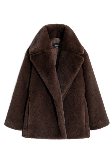 Eco-fur coat with a thin belt - BRUSNIKA Women Clothes