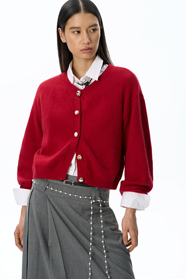 Fox-fur buttoned cardigan - BRUSNIKA Women Clothes