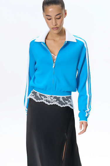 Viscose bomber jacket with a turn-down collar - BRUSNIKA Women Clothes