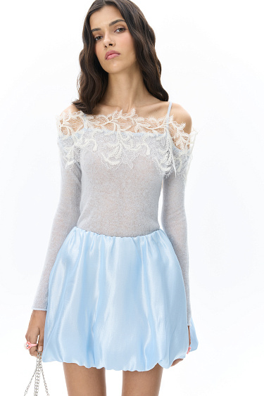 Merino wool longsleeve with lace - BRUSNIKA Women Clothes