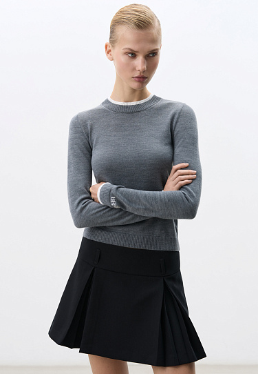 Longsleeve shirt with contrasting cuffs and collar - BRUSNIKA Women Clothes