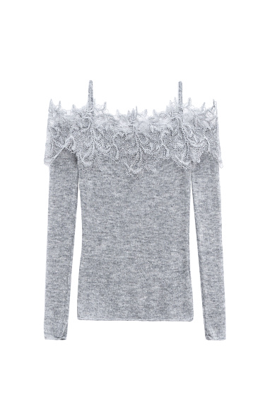 Merino wool longsleeve with lace - BRUSNIKA Women Clothes