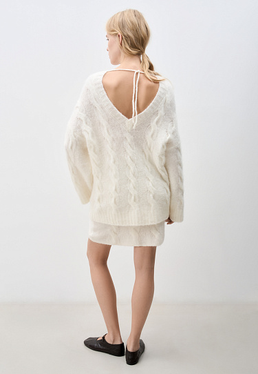 Knitted jumper with open back and braids - BRUSNIKA Women Clothes