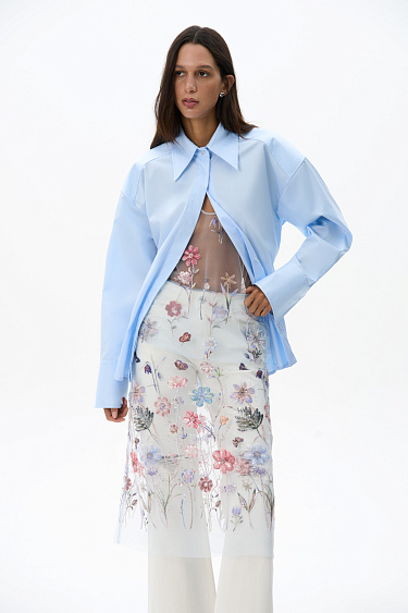 Transparent skirt with embroidery - BRUSNIKA Women Clothes