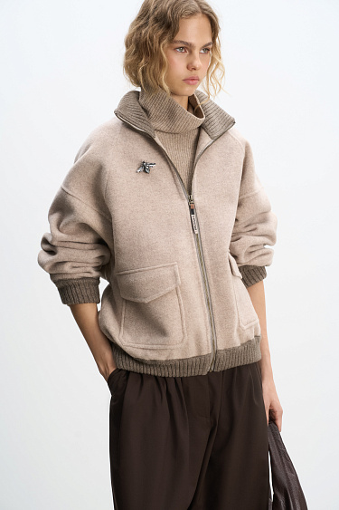 Wool bomber jacket with knit details - BRUSNIKA Women Clothes