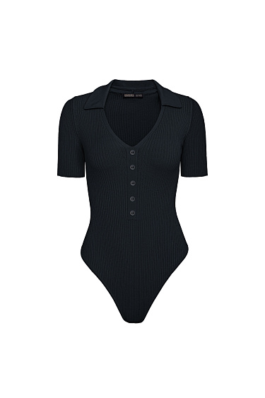 bodysuit with short sleeves and a turn‑down collar - BRUSNIKA Women Clothes
