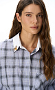 Plaid shirt with decorative buttons - BRUSNIKA. Women clothes