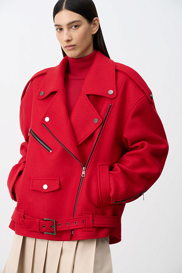 Wool-blend biker jacket - BRUSNIKA Women Clothes