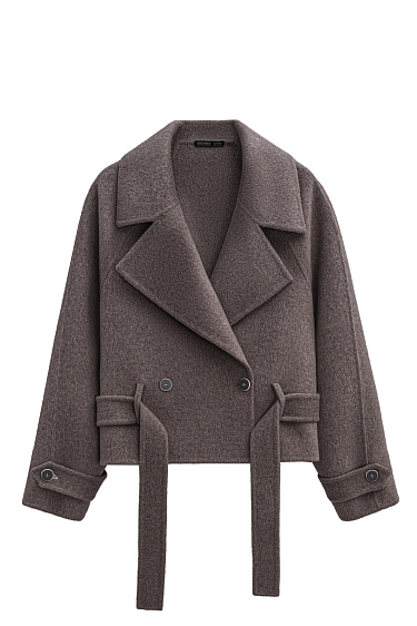 Short trench coat made of wool - BRUSNIKA Women Clothes