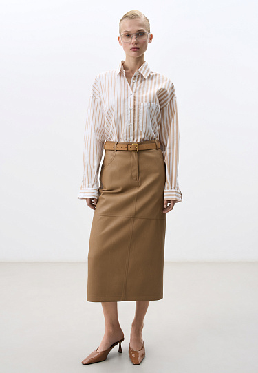 Eco-leather midi skirt - BRUSNIKA Women Clothes
