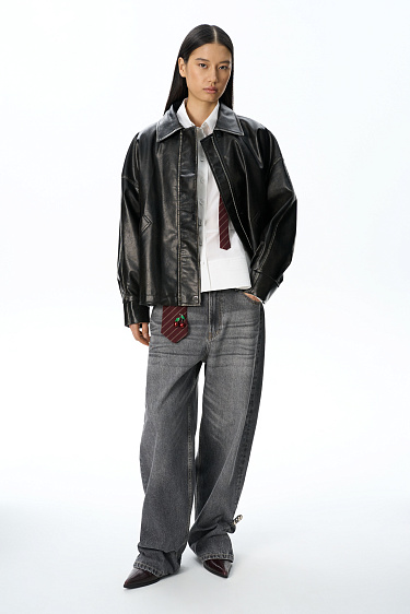 Eco-leather jacket with scuffs - BRUSNIKA Women Clothes