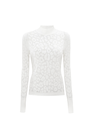 Merino wool turtleneck with animal print - BRUSNIKA Women Clothes