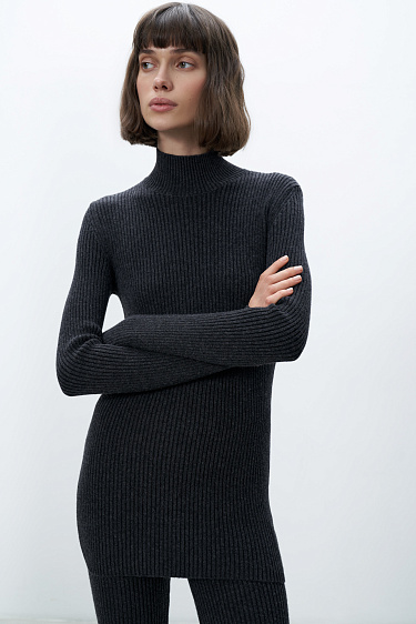 Ribbed turtleneck with a stand collar - BRUSNIKA Women Clothes