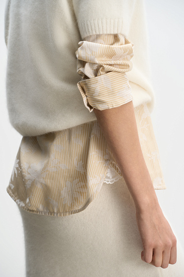 Printed shirt with lace decor - BRUSNIKA Women Clothes