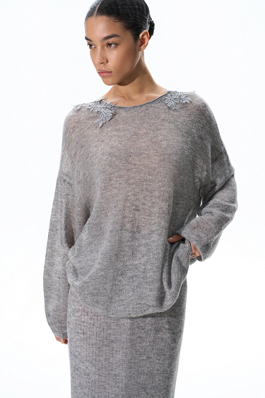 Merino wool jumper with lace - BRUSNIKA Women Clothes