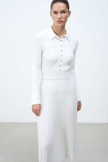 Knitted dress with pleated skirt - BRUSNIKA Women Clothes