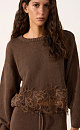 Short-sleeved linen jumper with lace - BRUSNIKA. Women clothes