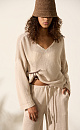 100% linen V-neck jumper - BRUSNIKA. Women clothes