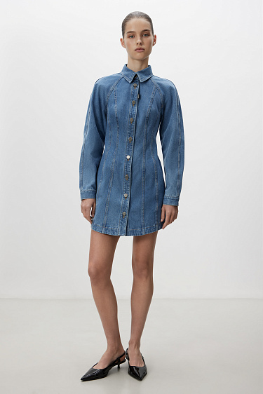 100% cotton denim mini dress - BRUSNIKA Women Clothes