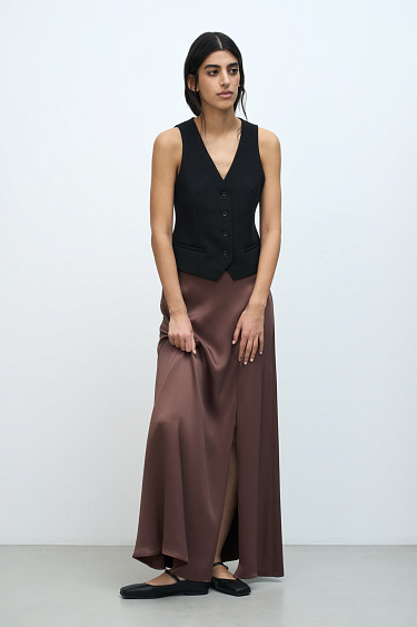 Slit satin skirt - BRUSNIKA Women Clothes