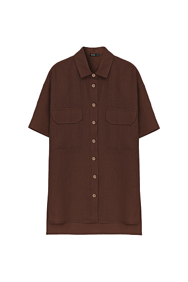 Short sleeve linen shirt - BRUSNIKA Women Clothes