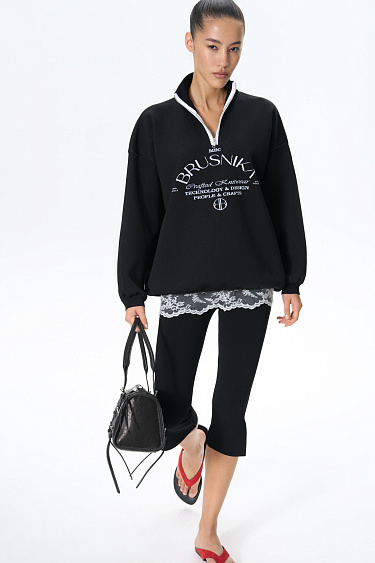 Jumper with a stand-up collar - BRUSNIKA Women Clothes