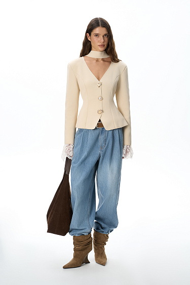 viscose jacket with accent buttons - BRUSNIKA Women Clothes
