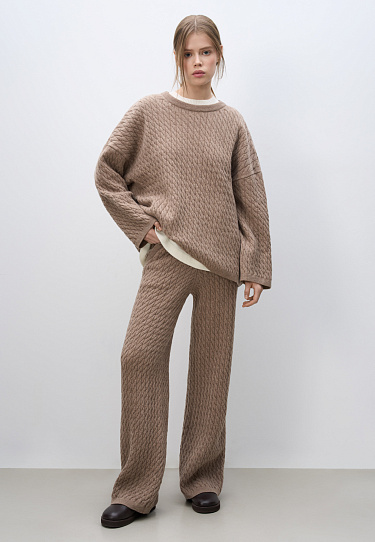 Trousers with cables made of 100% extrafine merino wool - BRUSNIKA Women Clothes