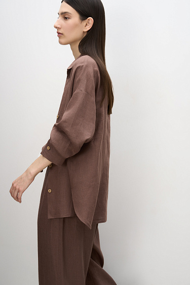 Loose 100% linen shirt - BRUSNIKA Women Clothes