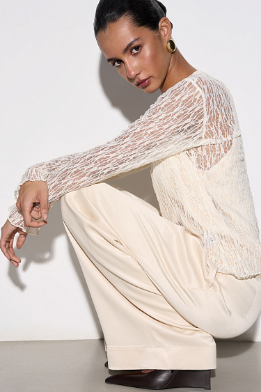 Lace longsleeve with sequins - BRUSNIKA Women Clothes