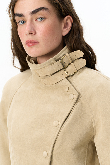 suede jacket with a stand‑up collar - BRUSNIKA Women Clothes